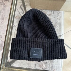 Acne Studios Black Ribbed Beanie